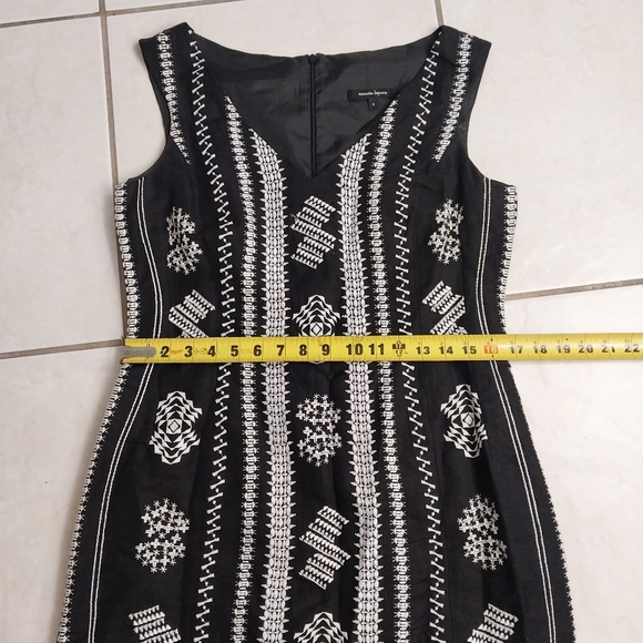 Nanette Lepore Up All Night dress black linen sleeveless sheath embroided Sz 8 - Picture 4 of 11
